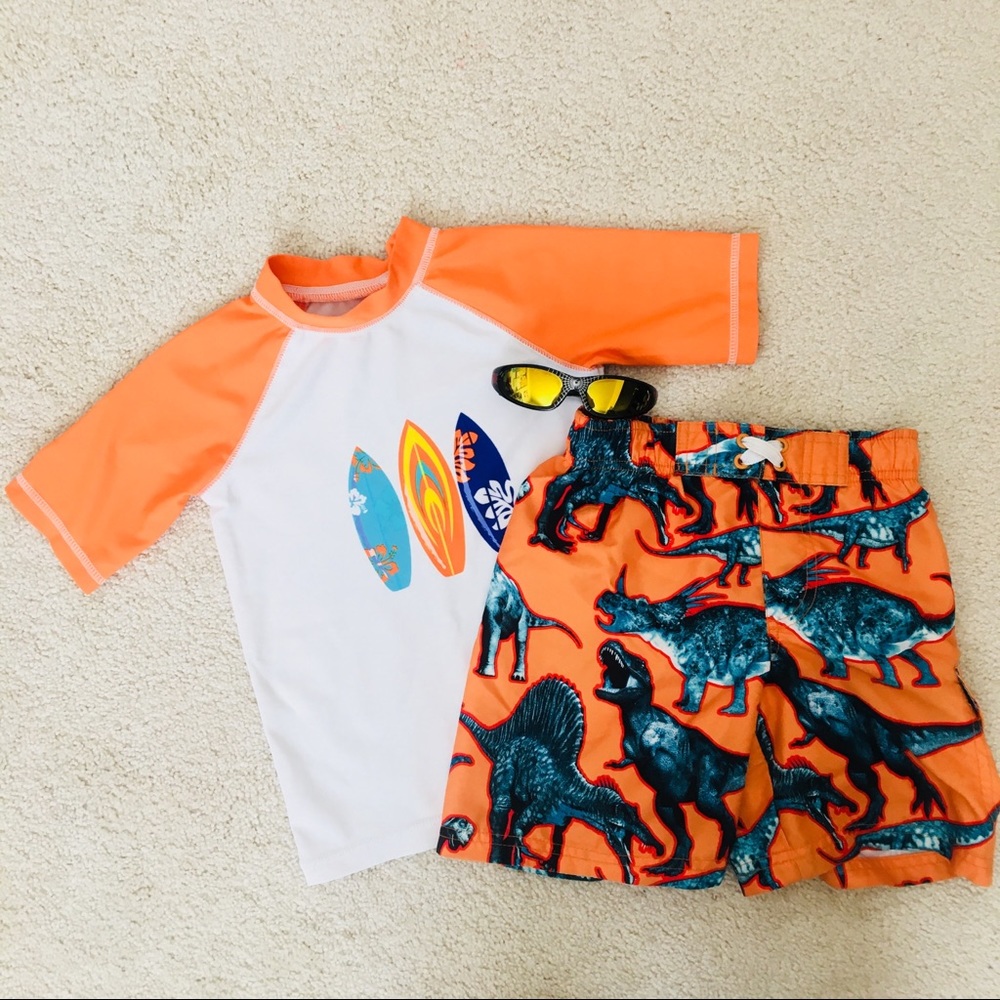 Boy’s Bundle Trunks, Rash Guard, and Sunglasses